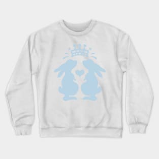 light blue romantic damask pattern with rabbits Crewneck Sweatshirt